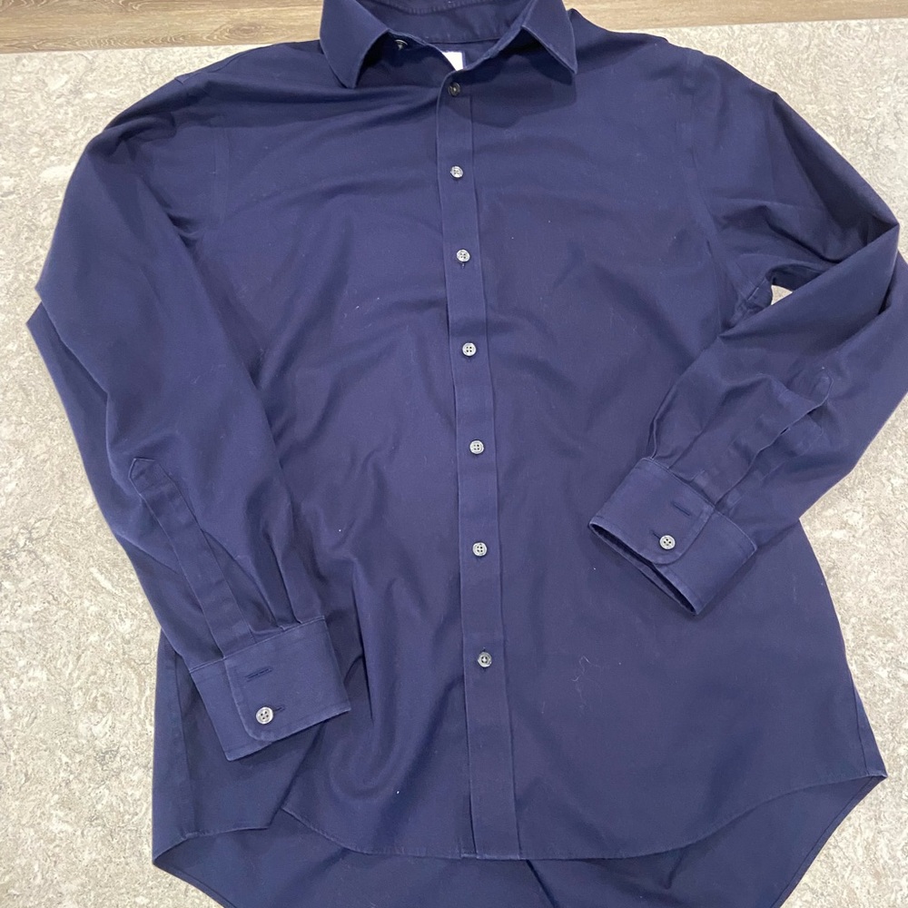 Charles Tyrwhitt Men's Dress Shirt 16-35 Blue Classic Fit Non-Iron Button-Up